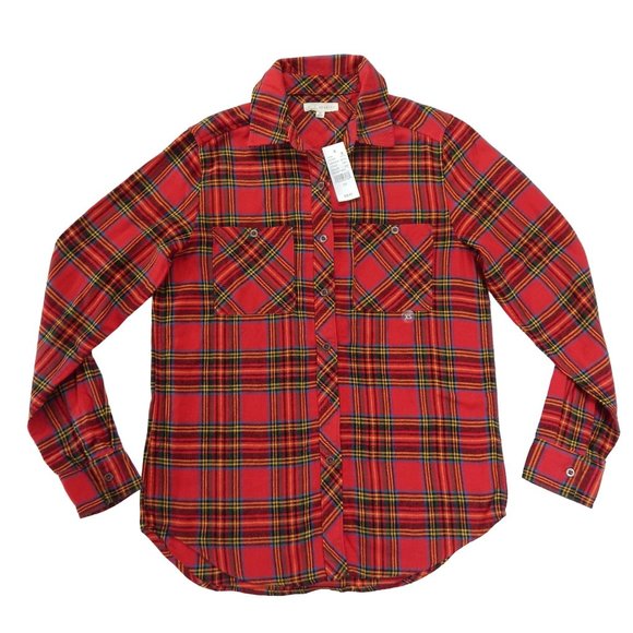 PacSun L.A Hearts Womens Plaid Long Sleeve Button Down Flannel Red Size XS - Picture 1 of 16
